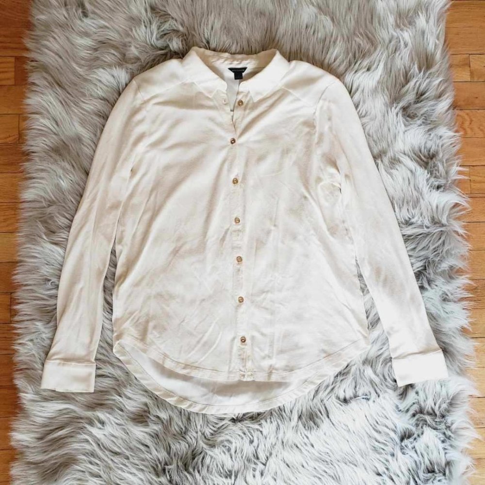 Ann Taylor White Button-Down Shirt